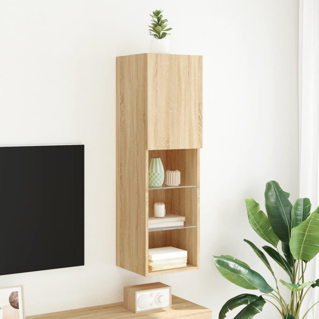 vidaXL TV-Schrank mit LED-Leuchten Sonoma-Eiche 30,5x30x102 cm