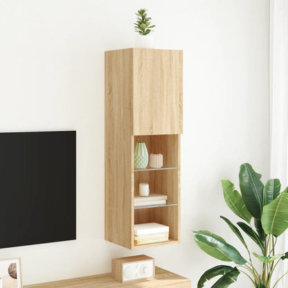 vidaXL TV-Schrank mit LED-Leuchten Sonoma-Eiche 30,5x30x102 cm