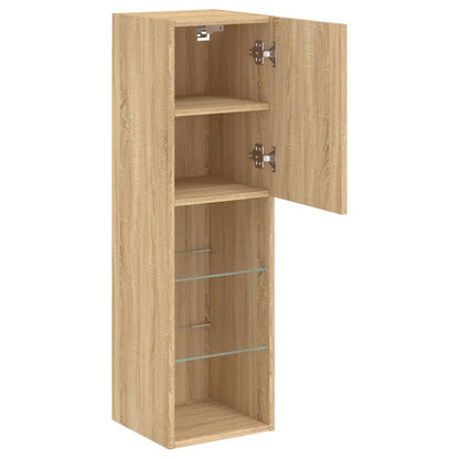 vidaXL TV-Schrank mit LED-Leuchten Sonoma-Eiche 30,5x30x102 cm