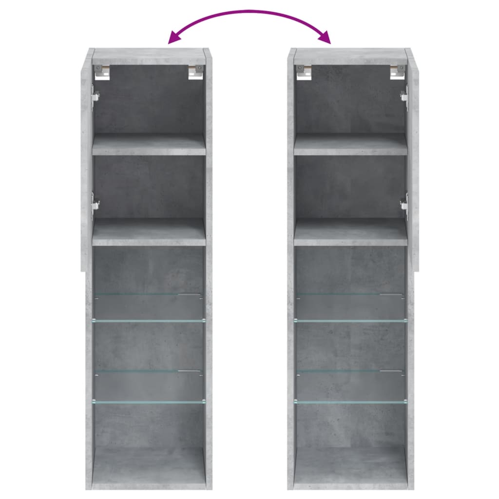 vidaXL TV-Schrank mit LED-Leuchten Betongrau 30,5x30x102 cm