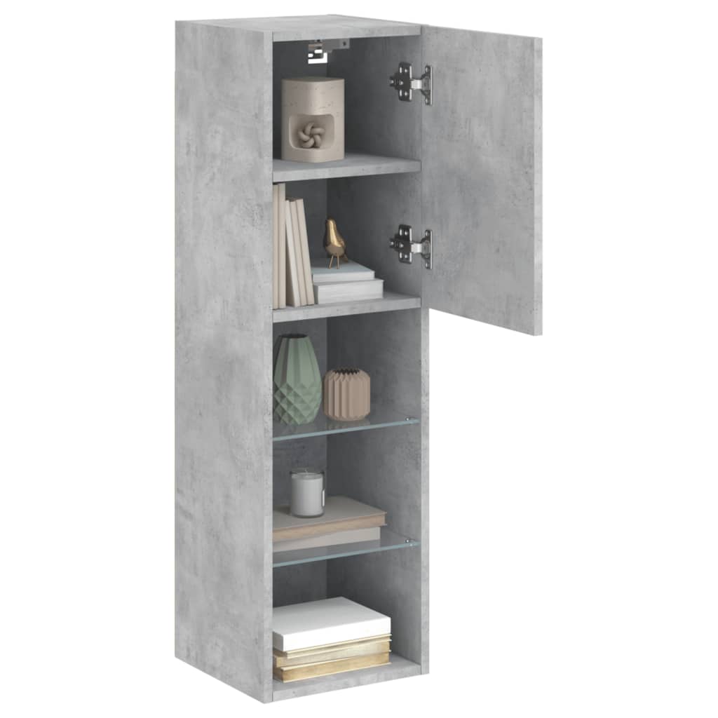 vidaXL TV-Schrank mit LED-Leuchten Betongrau 30,5x30x102 cm