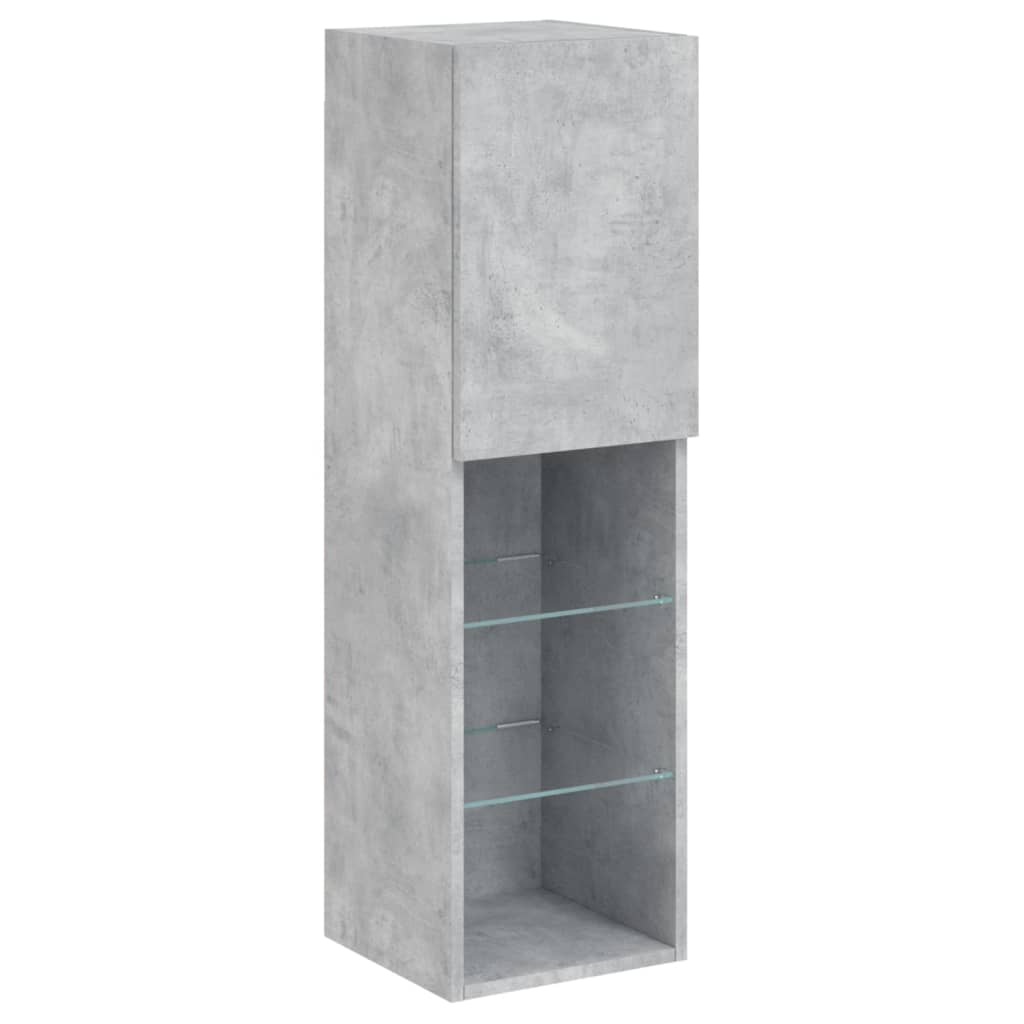 vidaXL TV-Schrank mit LED-Leuchten Betongrau 30,5x30x102 cm