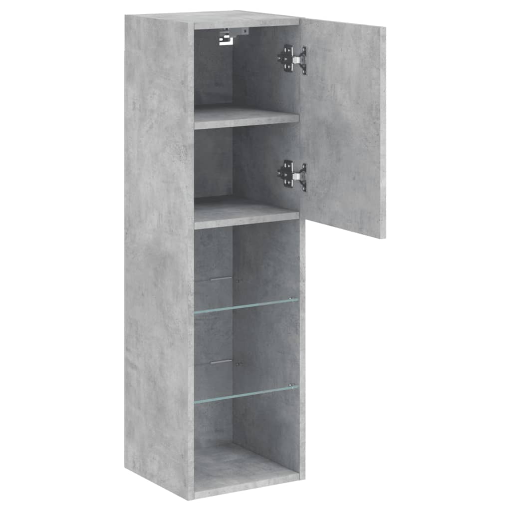 vidaXL TV-Schrank mit LED-Leuchten Betongrau 30,5x30x102 cm