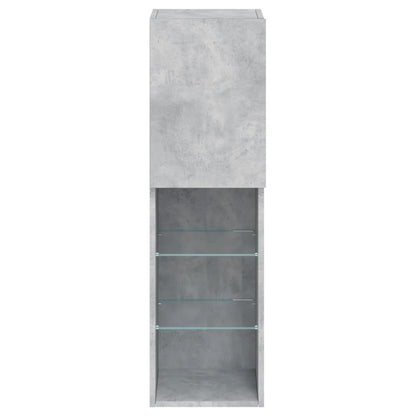 vidaXL TV-Schrank mit LED-Leuchten Betongrau 30,5x30x102 cm