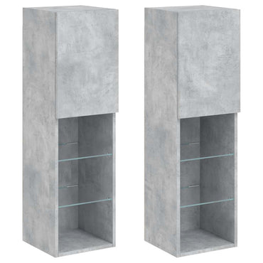 vidaXL TV-Schränke mit LED-Leuchten 2 Stk. Betongrau 30,5x30x102 cm