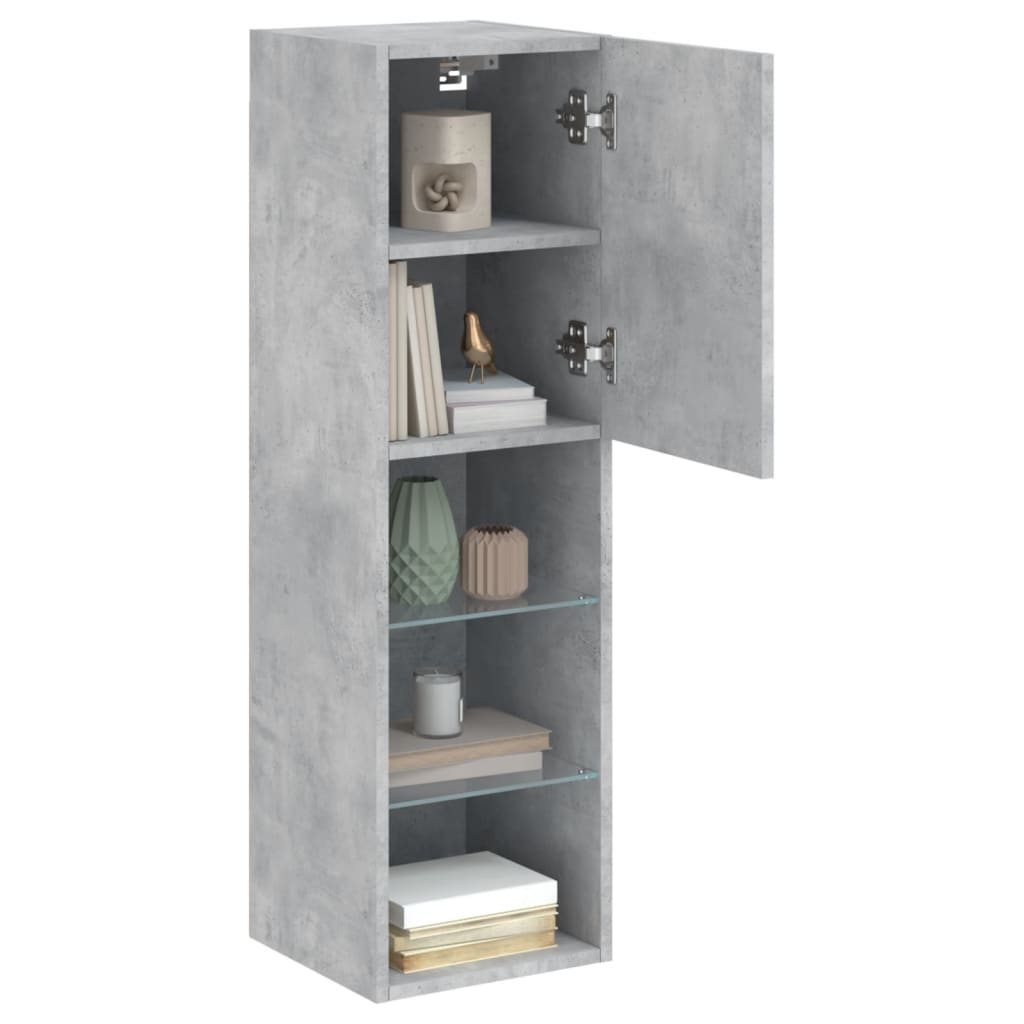vidaXL TV-Schränke mit LED-Leuchten 2 Stk. Betongrau 30,5x30x102 cm