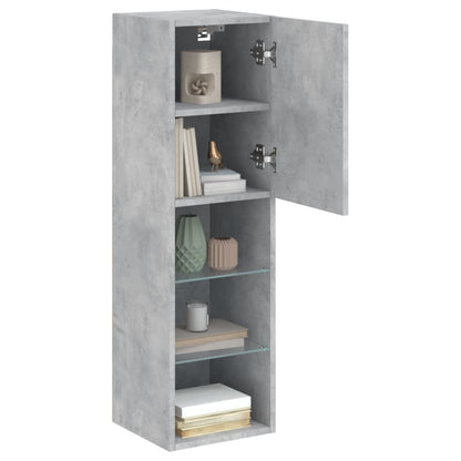 vidaXL TV-Schränke mit LED-Leuchten 2 Stk. Betongrau 30,5x30x102 cm