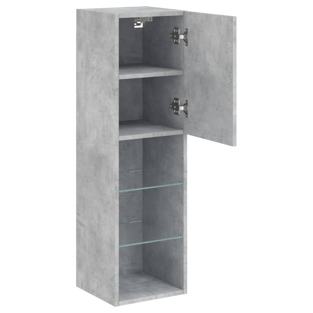 vidaXL TV-Schränke mit LED-Leuchten 2 Stk. Betongrau 30,5x30x102 cm