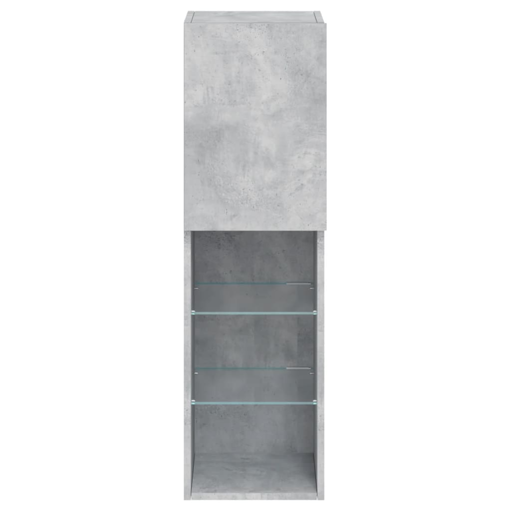 vidaXL TV-Schränke mit LED-Leuchten 2 Stk. Betongrau 30,5x30x102 cm