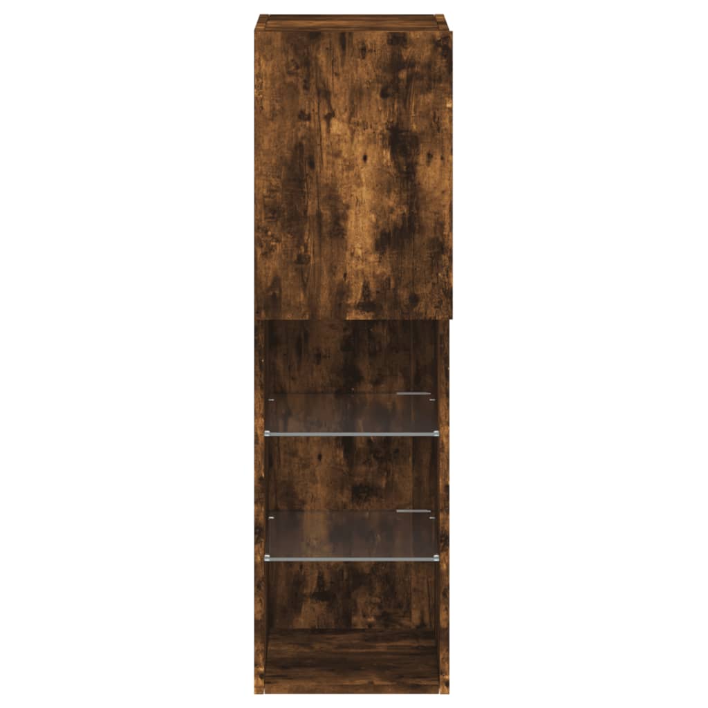 vidaXL TV-Schrank mit LED-Leuchten Räuchereiche 30,5x30x102 cm
