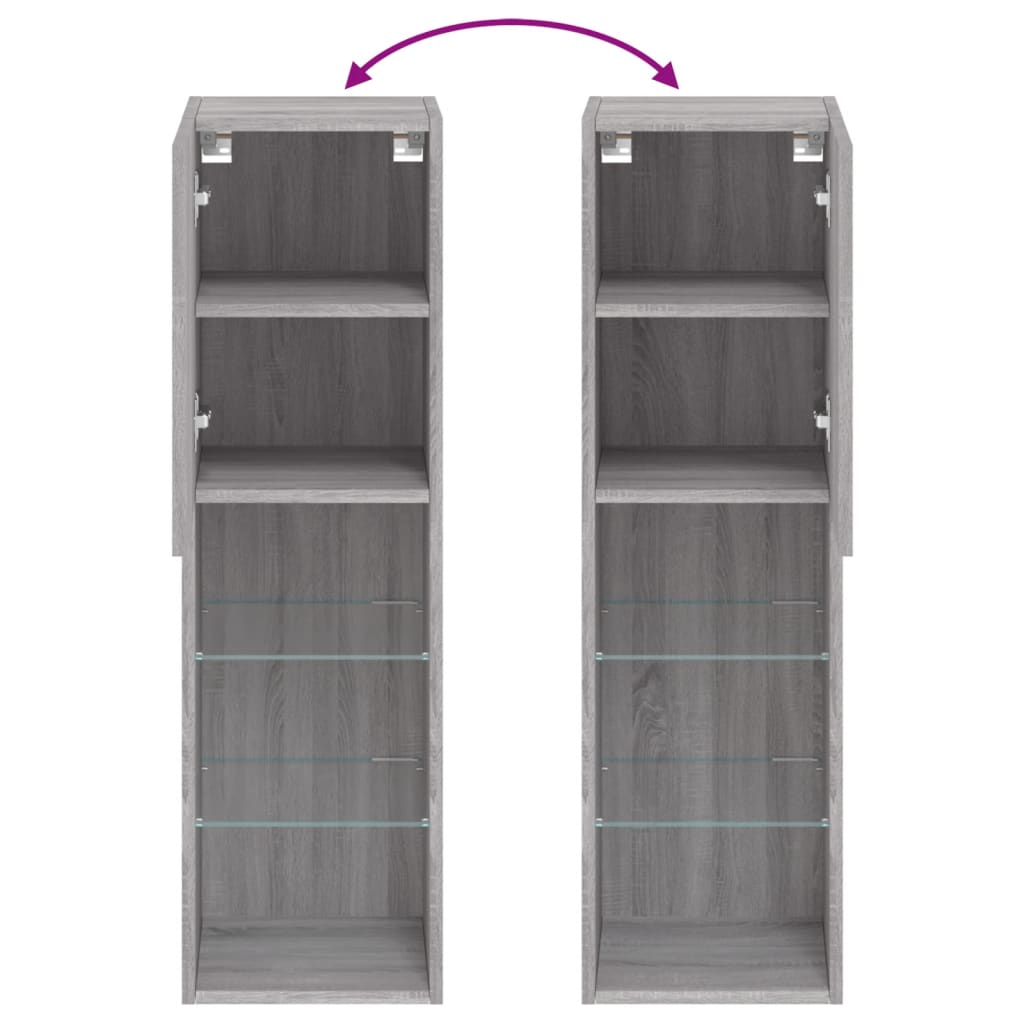 vidaXL TV-Schrank mit LED-Leuchten Grau Sonoma 30,5x30x102 cm
