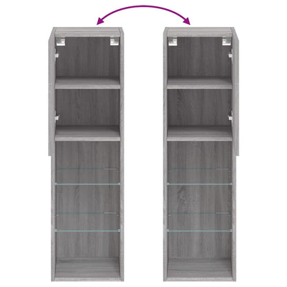 vidaXL TV-Schrank mit LED-Leuchten Grau Sonoma 30,5x30x102 cm