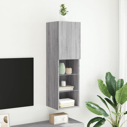vidaXL TV-Schrank mit LED-Leuchten Grau Sonoma 30,5x30x102 cm