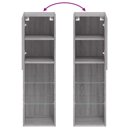 vidaXL TV-Schränke mit LED-Leuchten 2 Stk. Grau Sonoma 30,5x30x102 cm