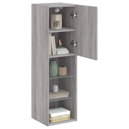 vidaXL TV-Schränke mit LED-Leuchten 2 Stk. Grau Sonoma 30,5x30x102 cm