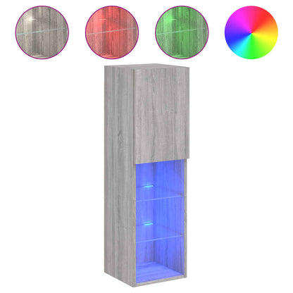 vidaXL TV-Schränke mit LED-Leuchten 2 Stk. Grau Sonoma 30,5x30x102 cm