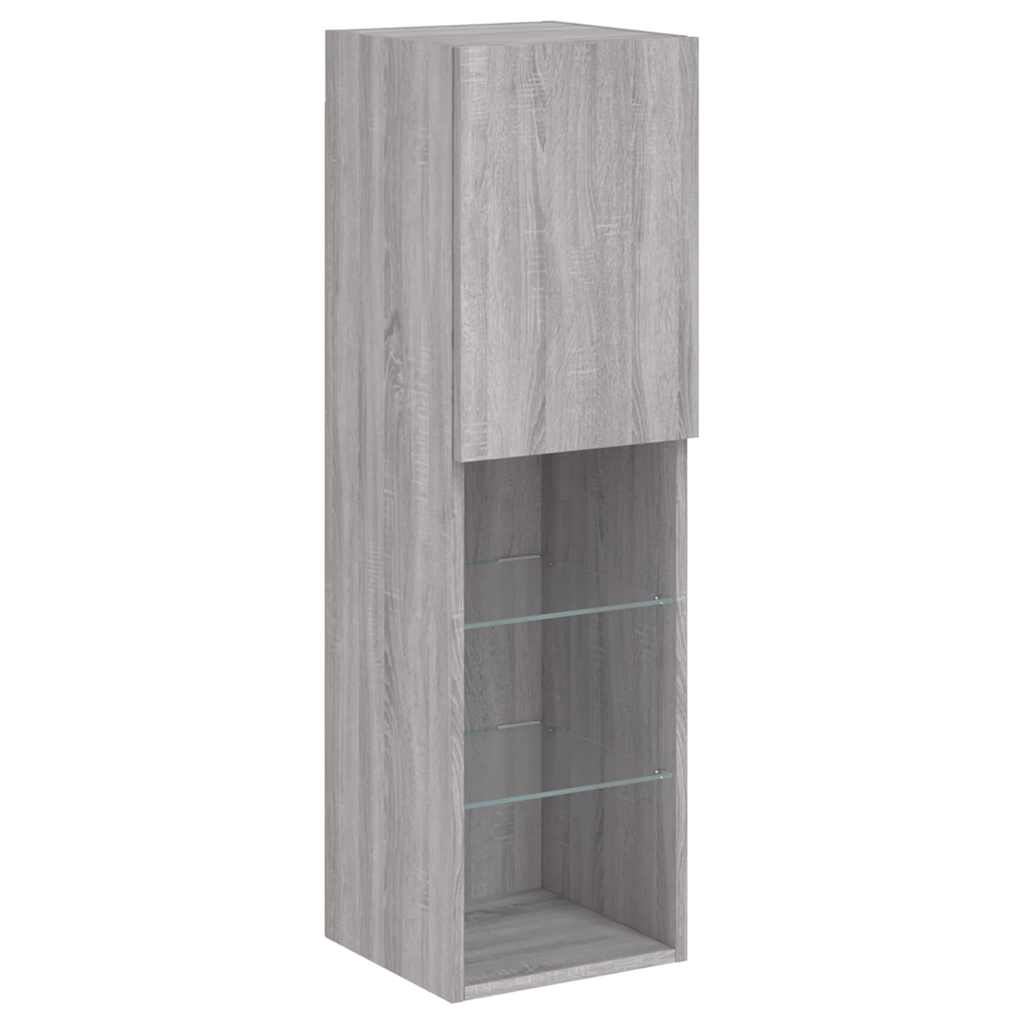 vidaXL TV-Schränke mit LED-Leuchten 2 Stk. Grau Sonoma 30,5x30x102 cm