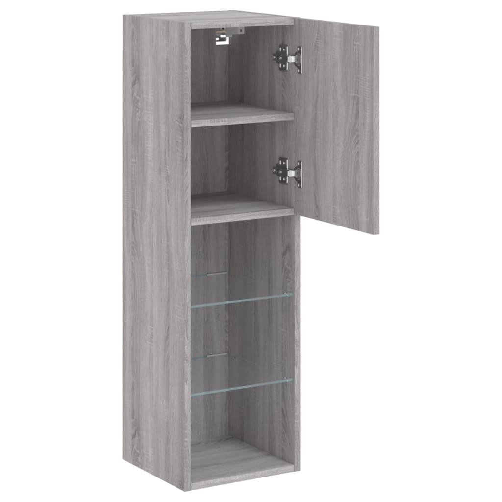 vidaXL TV-Schränke mit LED-Leuchten 2 Stk. Grau Sonoma 30,5x30x102 cm