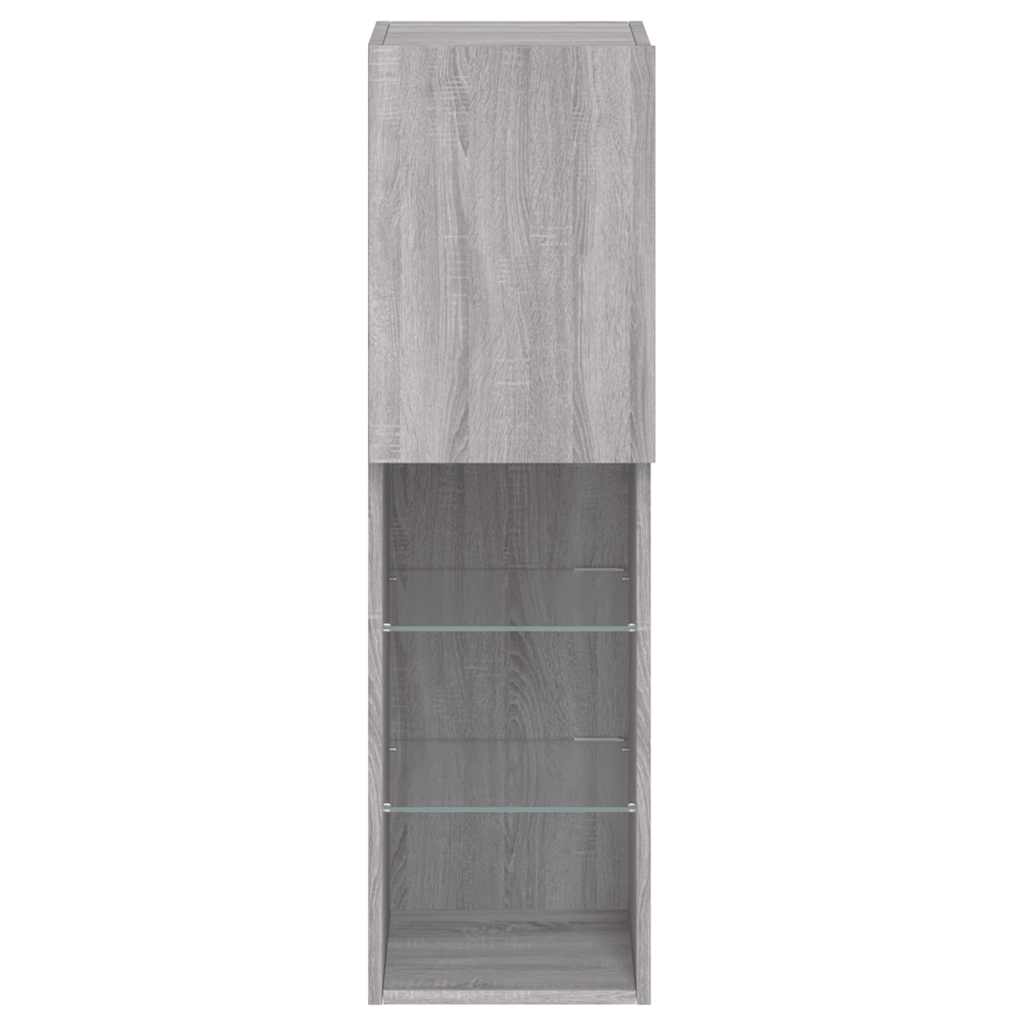 vidaXL TV-Schränke mit LED-Leuchten 2 Stk. Grau Sonoma 30,5x30x102 cm