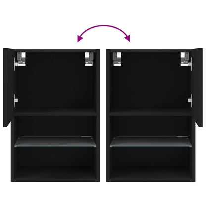vidaXL TV-Schrank mit LED-Leuchten Schwarz 40,5x30x60 cm