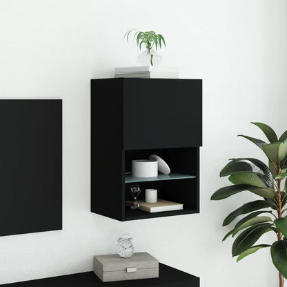 vidaXL TV-Schrank mit LED-Leuchten Schwarz 40,5x30x60 cm