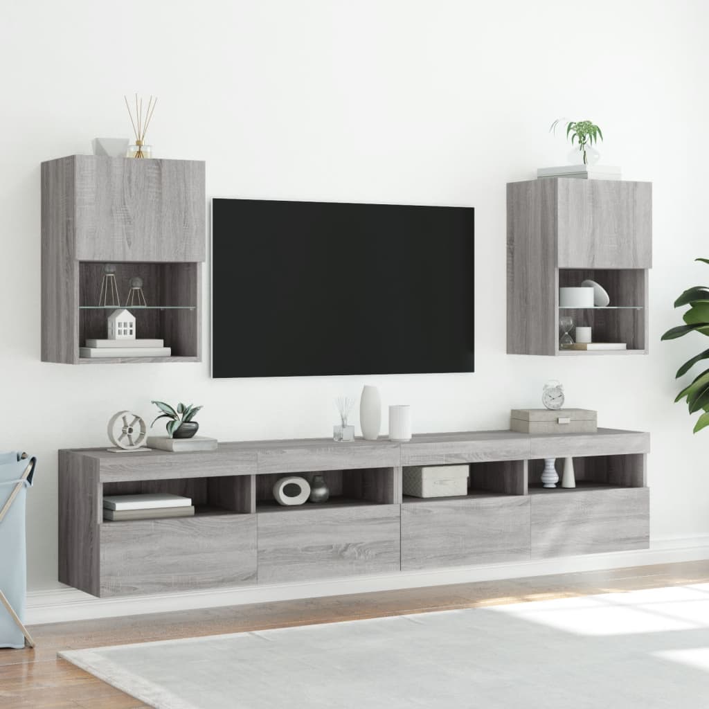 Meuble TV vidaXL avec lumières LED gris Sonoma 40,5x30x60 cm