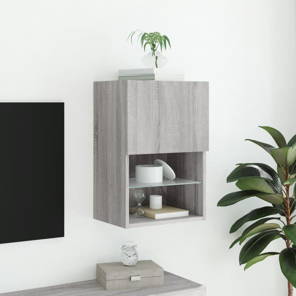 Meuble TV vidaXL avec lumières LED gris Sonoma 40,5x30x60 cm