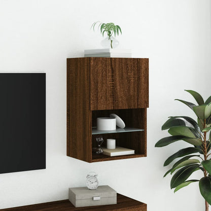 vidaXL TV-Schrank mit LED-Leuchten Braun Eichen-Optik 40,5x30x60 cm