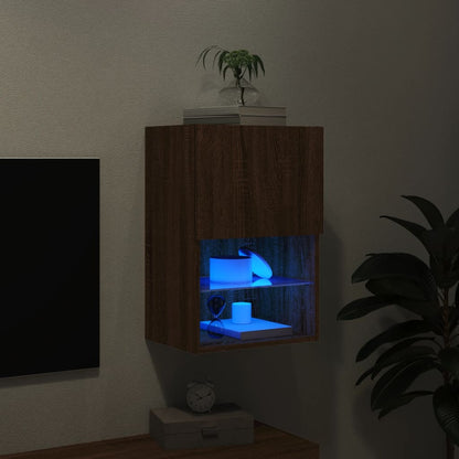 vidaXL TV-Schrank mit LED-Leuchten Braun Eichen-Optik 40,5x30x60 cm