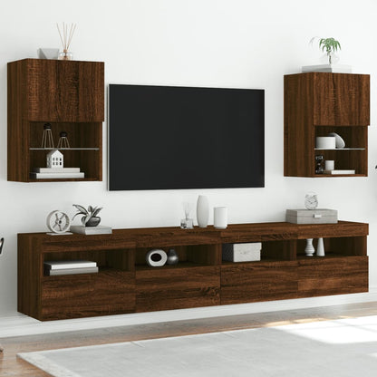 vidaXL TV-Schränke mit LED-Leuchten 2 Stk. Braun Eichen-Optik