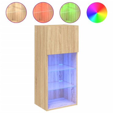 vidaXL TV-Schrank mit LED-Leuchten Sonoma-Eiche 40,5x30x90 cm