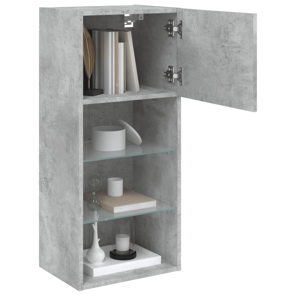 vidaXL TV-Schrank mit LED-Leuchten Betongrau 40,5x30x90 cm