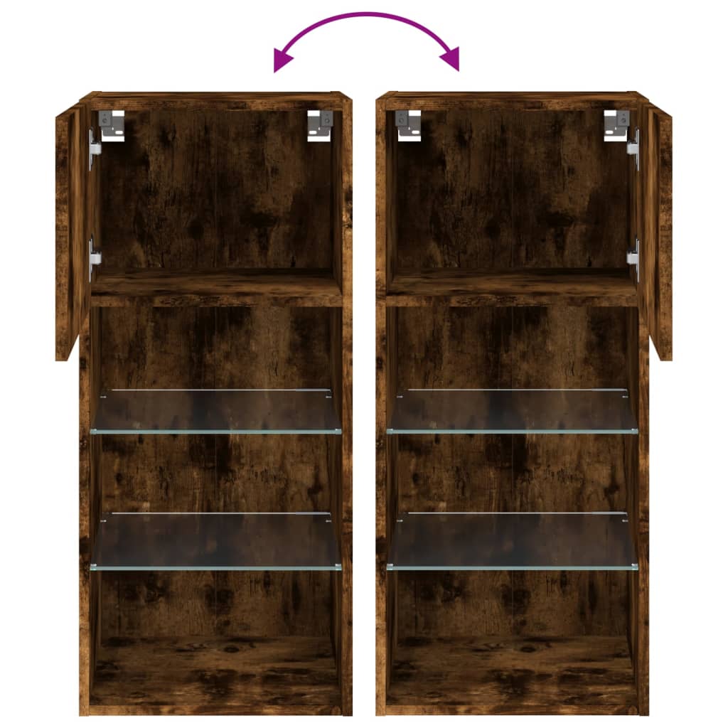 vidaXL TV-Schrank mit LED-Leuchten Räuchereiche 40,5x30x90 cm
