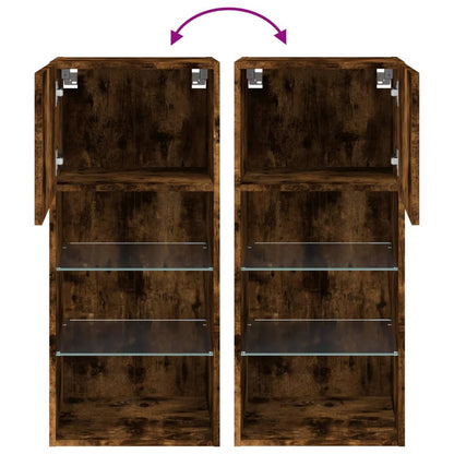 vidaXL TV-Schrank mit LED-Leuchten Räuchereiche 40,5x30x90 cm