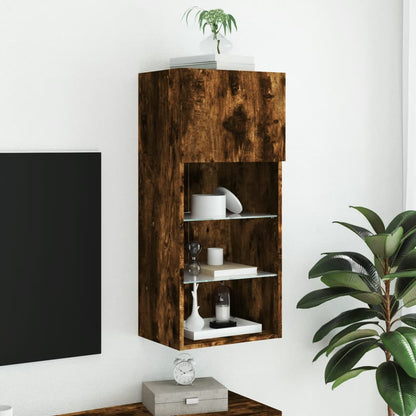 vidaXL TV-Schrank mit LED-Leuchten Räuchereiche 40,5x30x90 cm