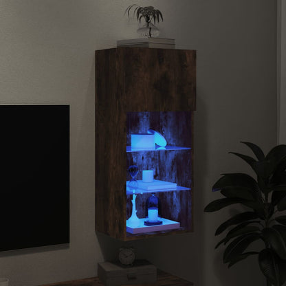 vidaXL TV-Schrank mit LED-Leuchten Räuchereiche 40,5x30x90 cm