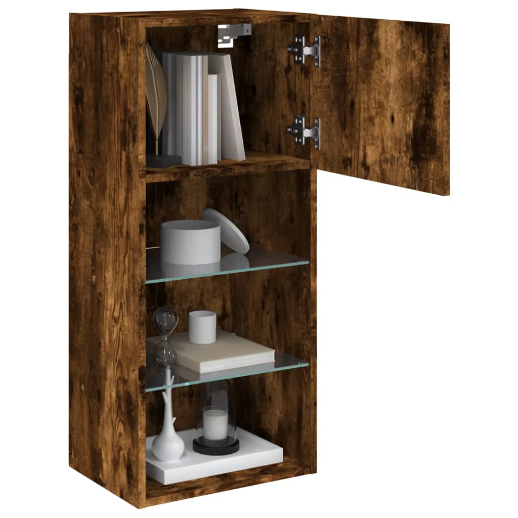 vidaXL TV-Schrank mit LED-Leuchten Räuchereiche 40,5x30x90 cm