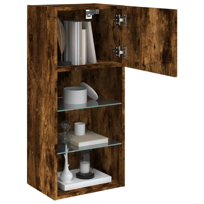 vidaXL TV-Schrank mit LED-Leuchten Räuchereiche 40,5x30x90 cm