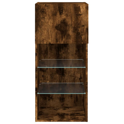 vidaXL TV-Schrank mit LED-Leuchten Räuchereiche 40,5x30x90 cm