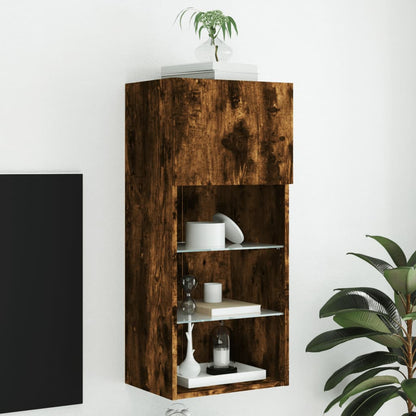 vidaXL TV-Schrank mit LED-Leuchten Räuchereiche 40,5x30x90 cm