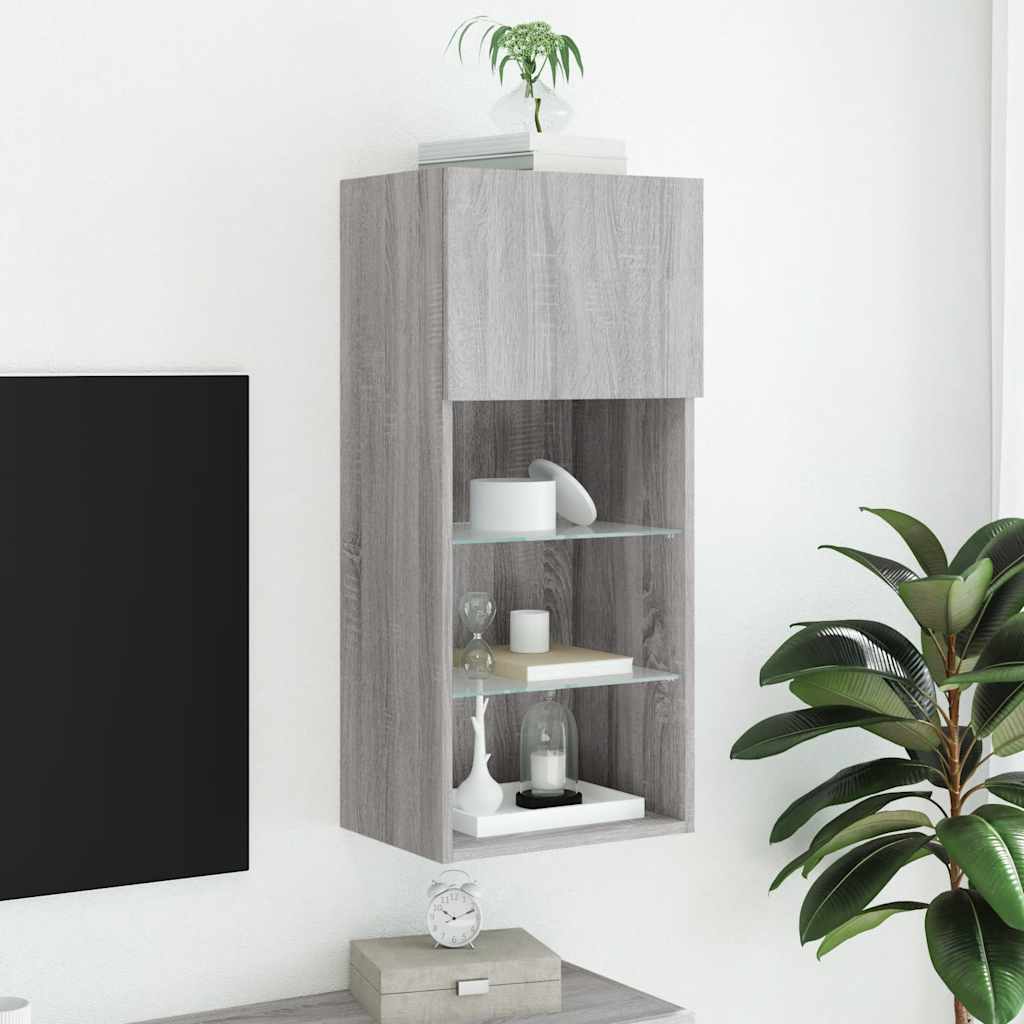 Meuble TV vidaXL avec lumières LED gris Sonoma 40,5x30x90 cm