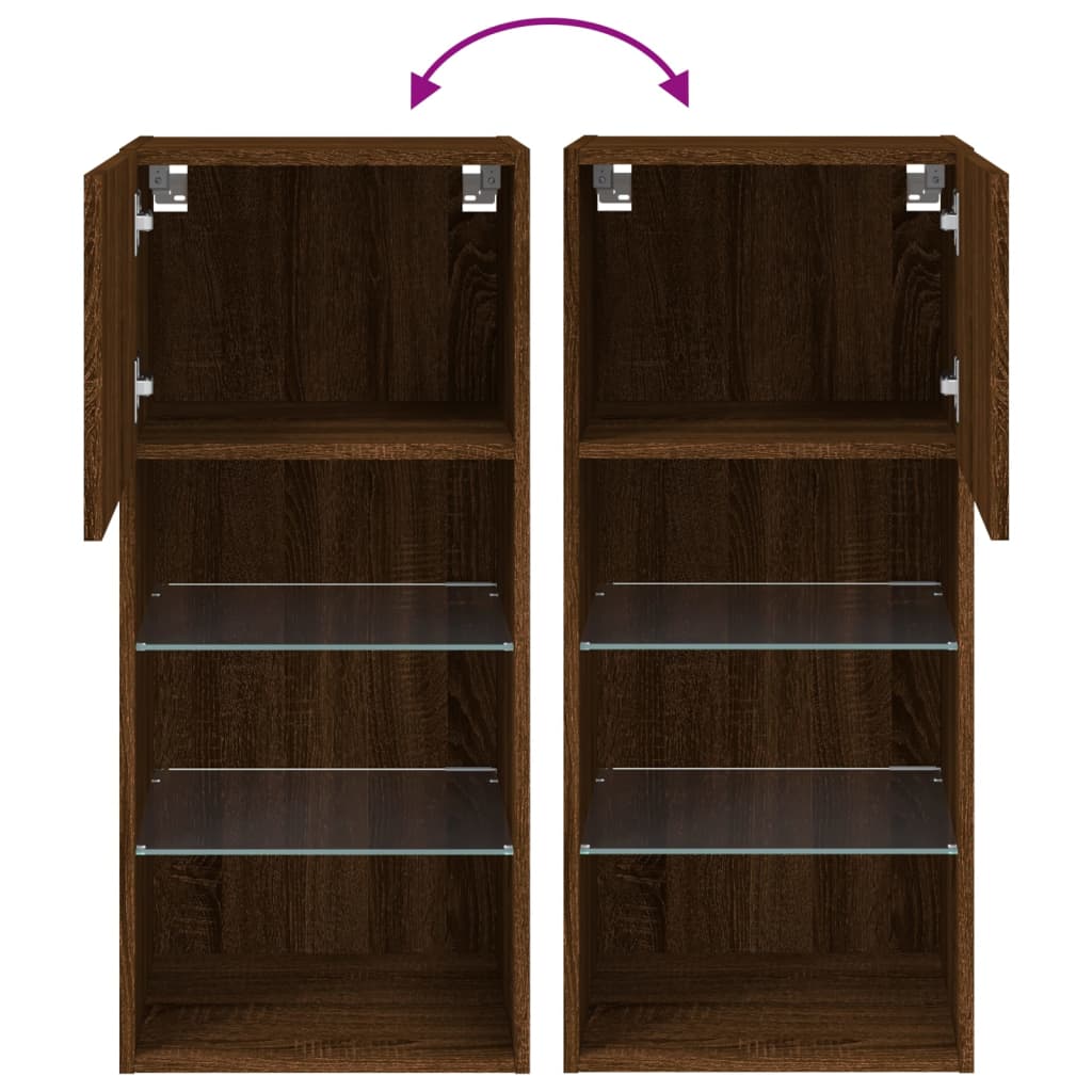 vidaXL TV-Schrank mit LED-Leuchten Braun Eichen-Optik 40,5x30x90 cm