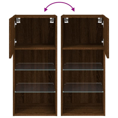 vidaXL TV-Schrank mit LED-Leuchten Braun Eichen-Optik 40,5x30x90 cm