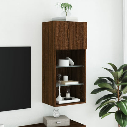 vidaXL TV-Schrank mit LED-Leuchten Braun Eichen-Optik 40,5x30x90 cm
