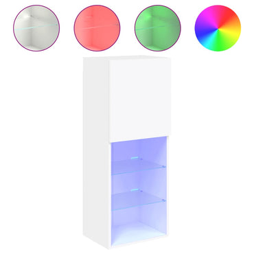 vidaXL TV-Schrank mit LED-Leuchten Weiß 40,5x30x102 cm