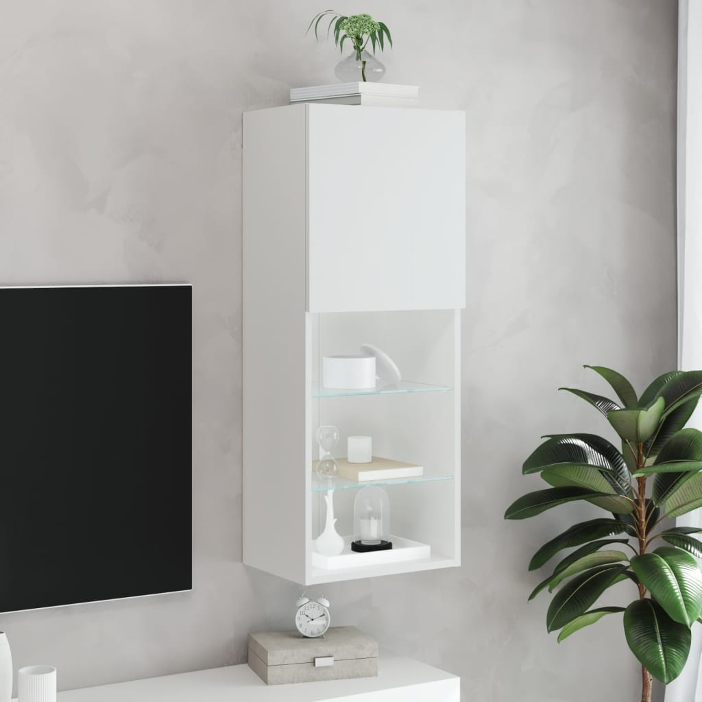 vidaXL TV-Schrank mit LED-Leuchten Weiß 40,5x30x102 cm