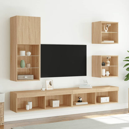 vidaXL TV-Schrank mit LED-Leuchten Sonoma-Eiche 40,5x30x102 cm