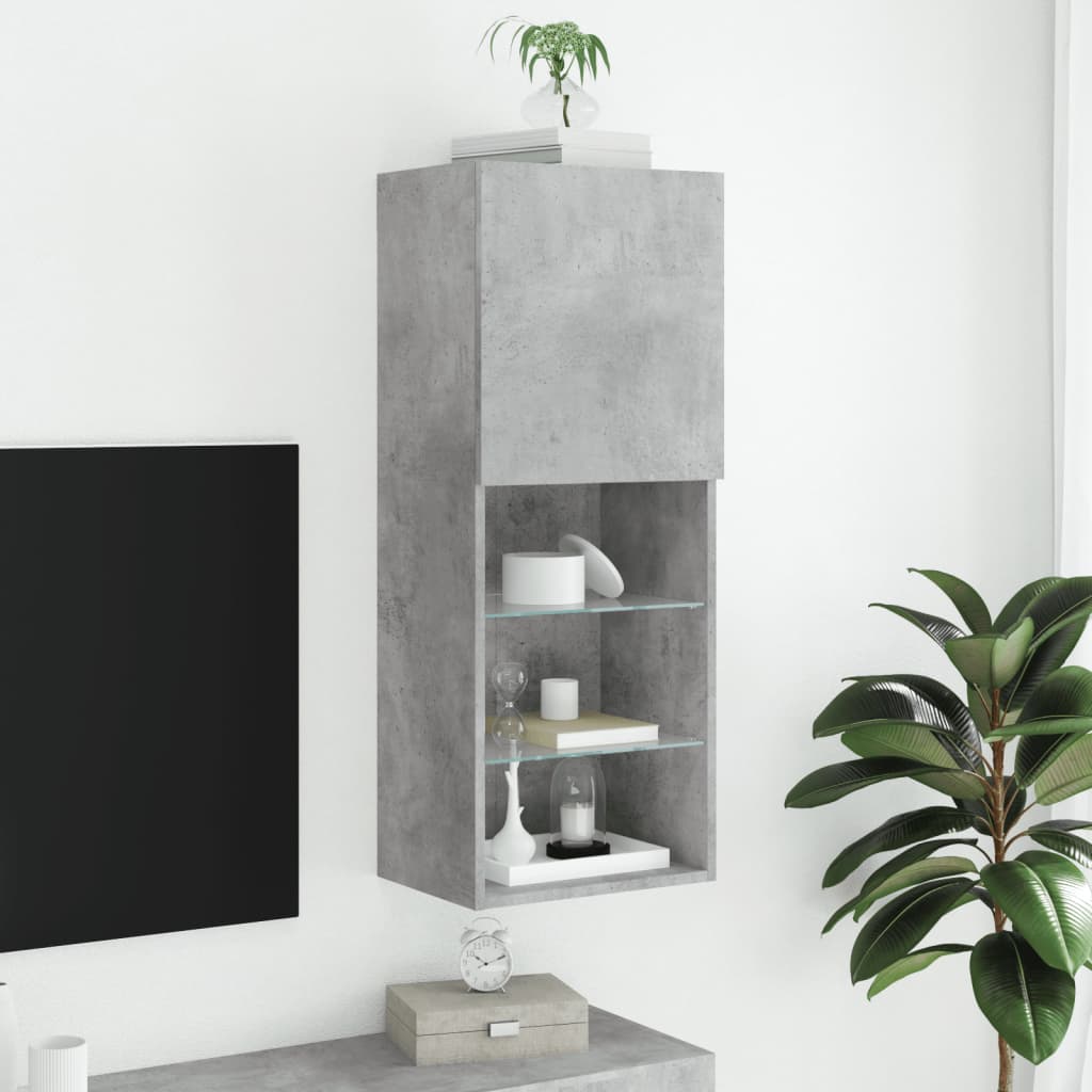 vidaXL TV-Schrank mit LED-Leuchten Betongrau 40,5x30x102 cm