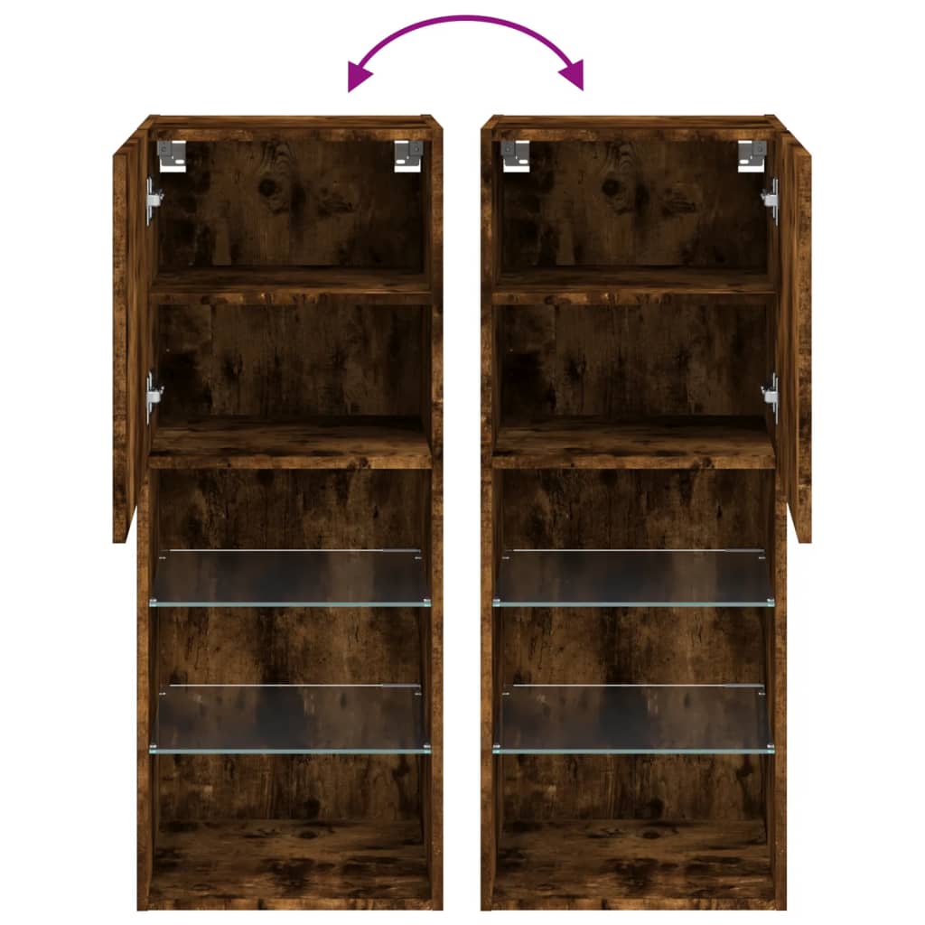 vidaXL TV-Schrank mit LED-Leuchten Räuchereiche 40,5x30x102 cm