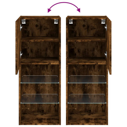 vidaXL TV-Schrank mit LED-Leuchten Räuchereiche 40,5x30x102 cm